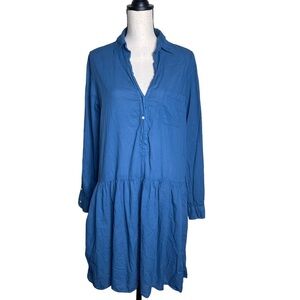Grayson The‎ Changemaker Navy Blue Tiered Lagenlook oversized Shirt Dress